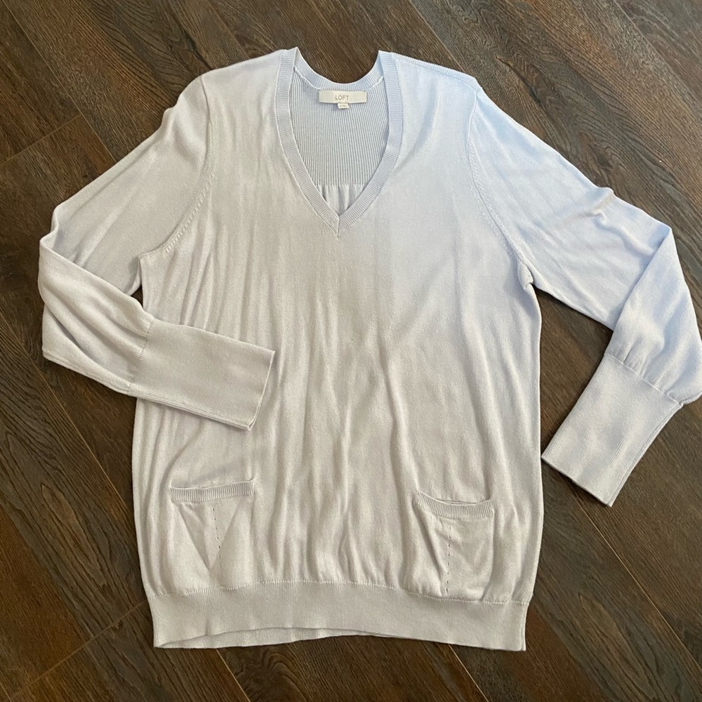 Loft light blue Vneck sweater